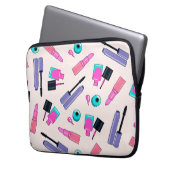 Rosa und violette Schmink-Kosmetik-Muster Laptopschutzhülle (Vorderseite Links)
