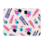 Rosa und violette Schminkkosmetik Muster Magnet (Horizontal)
