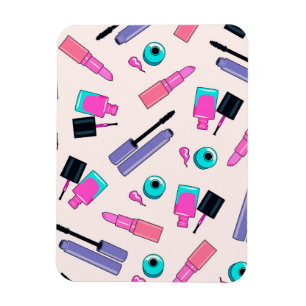 Rosa und violette Schminkkosmetik Muster Magnet