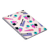 Rosa und violette Schminkkosmetik Muster Notizblock (Rechte Seite)