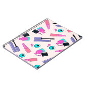 Rosa und violette Schminkkosmetik Muster Notizblock (Linke Seite)