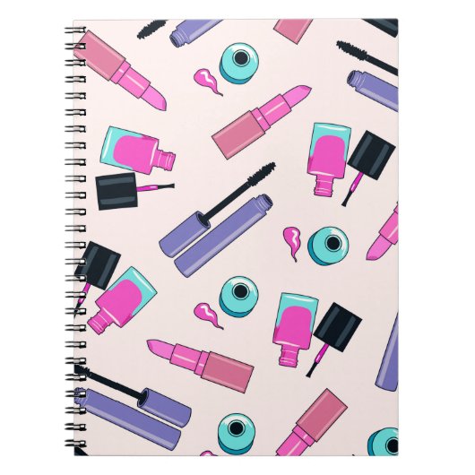 Rosa und violette Schminkkosmetik Muster Notizblock (Vorderseite)