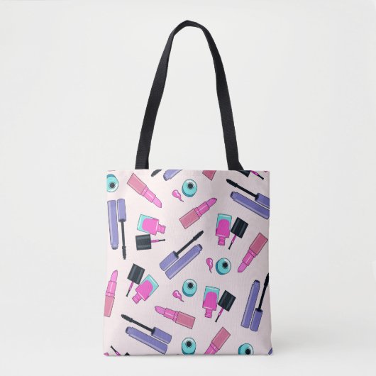 Rosa und violette Schminkkosmetik-Muster Tasche (Vorderseite)