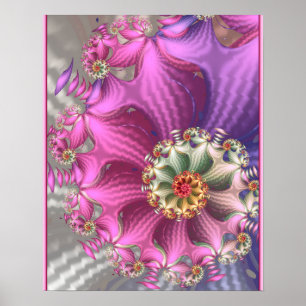 Rosa und violette seidige Fraktale Poster
