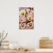 Rosa und violette Stiefmütterchen und Spitze-Ephem Poster (Küche)