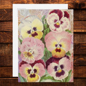 Rosa und violette Stiefmütterchen und Spitze-Ephem Postkarte