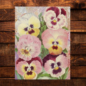 Rosa und violette Stiefmütterchen und Spitze-Ephem Postkarte