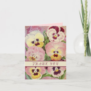 Rosa und violette Stiefmütterchen Vintage Dankeska Dankeskarte