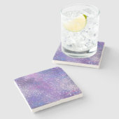 Rosa und violette Strass-Bling Steinuntersetzer (Seitenansicht)