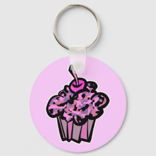 rosa und violette Tarnung Cupcake Schlüsselanhänger