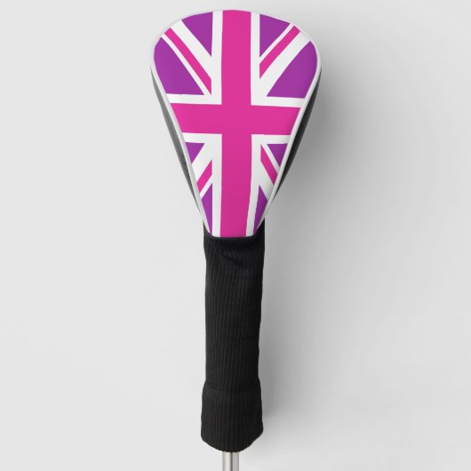 Rosa und violette Union Jack/Flagge Golf Headcover (Vorderseite)
