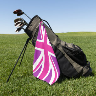 Rosa und violette Union Jack/Flagge Golfhandtuch