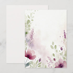 Rosa und violette Wasserfarbe Floral Blank Hochzei Einladung