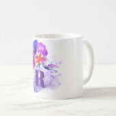 Rosa und violette Wasserfarbe Mit Monogramm Kaffeetasse (VorderseiteRechts)