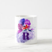 Rosa und violette Wasserfarbe Mit Monogramm Kaffeetasse (Mittel)