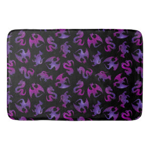 Rosa und violette Weltraumdrachen Badematte