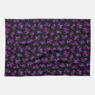 Rosa und violette Weltraumdrachen Geschirrtuch
