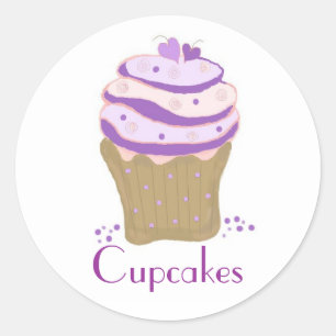 Rosa und violette Wirbel-Cupcakes Runder Aufkleber