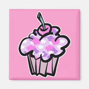 rosa und violette Wolken Cupcake Magnet