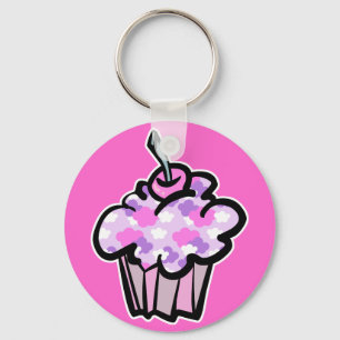 rosa und violette Wolken Cupcake Schlüsselanhänger