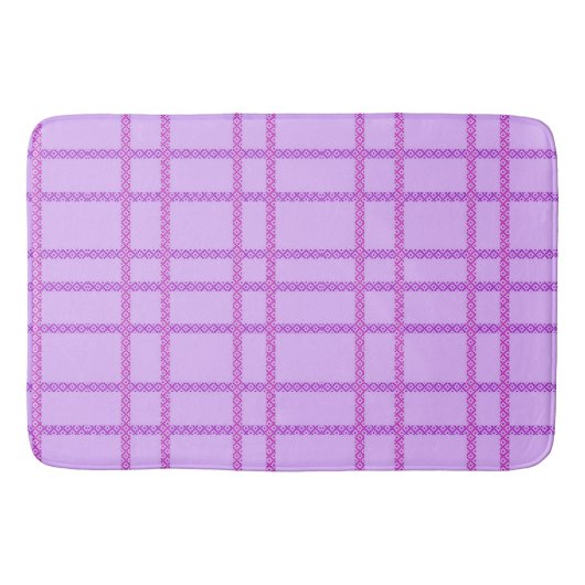 Rosa und violettes Blumenkaromuster Badematte (Vorderseite)