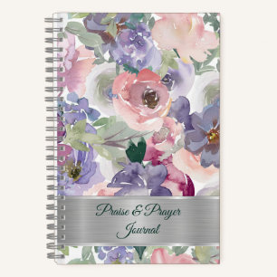 Rosa und violettes florales Lob- und Gebetsjournal Notizblock