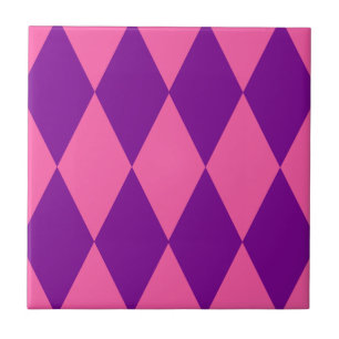 Rosa und violettes Harlekin-Karomuster  Fliese