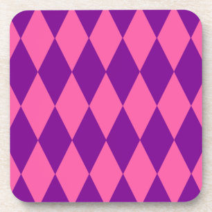 Rosa und violettes Harlekin-Karomuster Getränkeuntersetzer