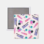 Rosa und violettes Make-up-Kosmetikmuster Magnet (Vorderseite/Rückseite)