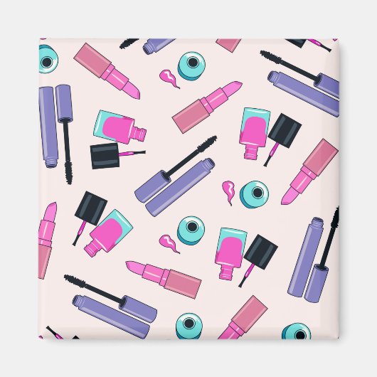 Rosa und violettes Make-up-Kosmetikmuster Magnet (Vorne)