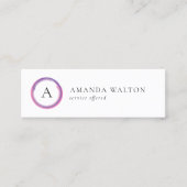 Rosa und violettes modernes Monogramm Mini Visitenkarte (Vorderseite)