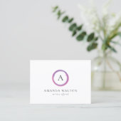Rosa und violettes modernes Monogramm Visitenkarte (Stehend Vorderseite)
