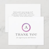 Rosa und violettes Monogramm Budget Geschäft Danke (Vorne/Hinten)