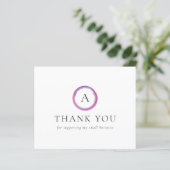 Rosa und violettes Monogramm Budget Geschäft Danke (Stehend Vorderseite)