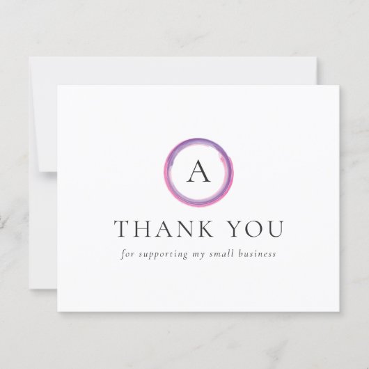 Rosa und violettes Monogramm Budget Geschäft Danke (Vorderseite)