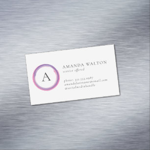 Rosa und violettes Monogramm Modern Magnetische Visitenkarte