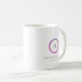 Rosa und violettes Monogramm modernes Geschäft Kaffeetasse (VorderseiteRechts)