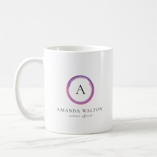 Rosa und violettes Monogramm modernes Geschäft Kaffeetasse (Links)