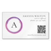 Rosa und violettes Monogramm QR-Code Modern Magnetische Visitenkarte (Vorderseite)