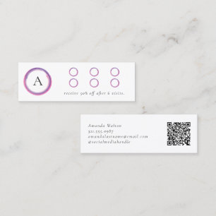 Rosa und violettes Monogramm QR-Code Modern Treuekarte