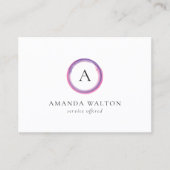 Rosa und violettes Monogramm QR-Code Modern Visitenkarte (Vorderseite)
