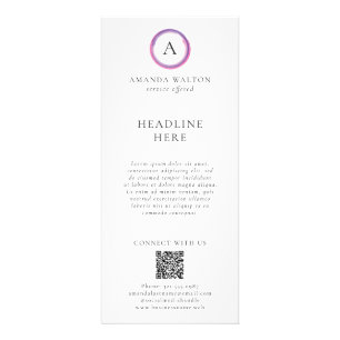 Rosa und violettes Monogramm QR-Code Moderne Gesch Werbekarte