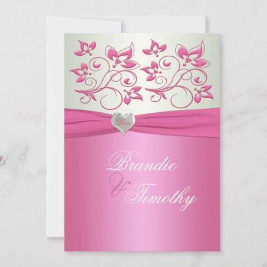 Rosa und Wedding Einladung blasses es-grün (Vorderseite)