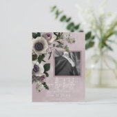 Rosa und Weiß Blumen Modernes Foto Save the Date Ankündigungspostkarte (Stehend Vorderseite)