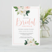 Rosa und Weiß Brautparty Einladung (Stehend Vorderseite)