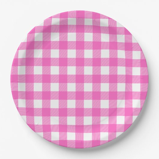 Rosa und Weiß Buffalo Karo Pappteller (Vorderseite)