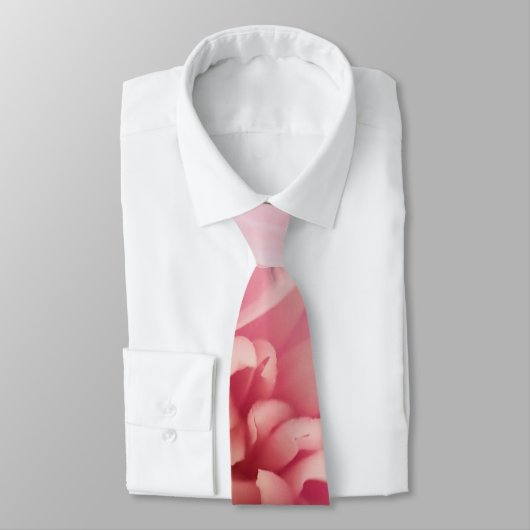 Rosa und Weiß Dahlia Neck Tie Krawatte (Gebunden)