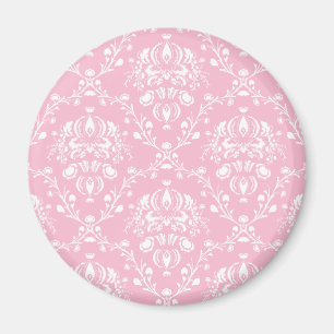 Rosa und Weiß Damast Magnet