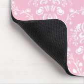 Rosa und Weiß Damast Mousepad (Ecke)