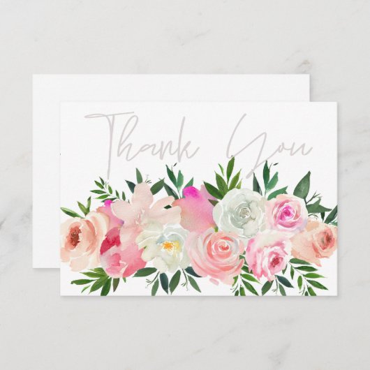 Rosa und Weiß Dankeskarte (Vorne/Hinten)